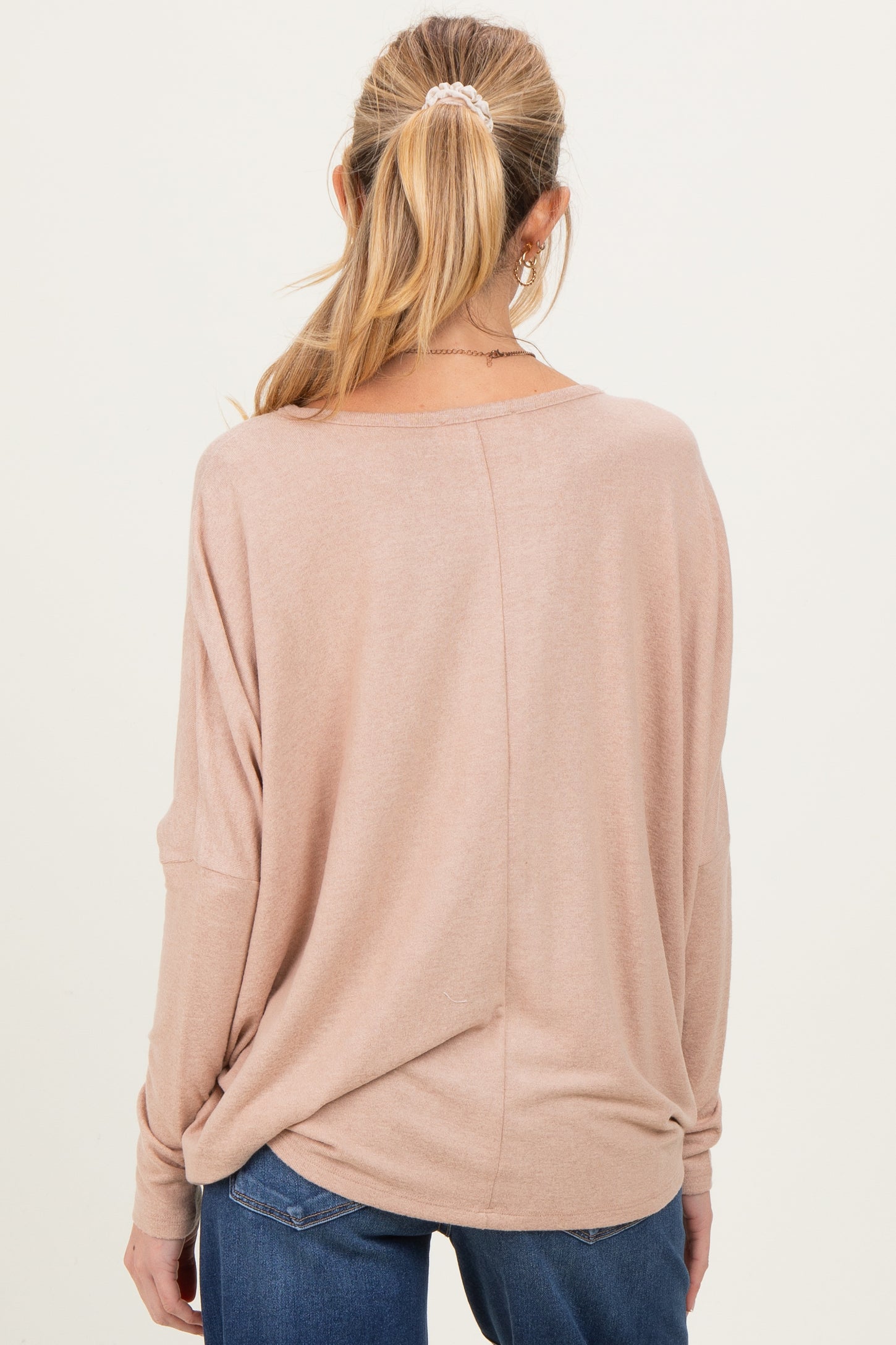 Taupe Relaxed Fit Dolman Long Sleeve Maternity Top