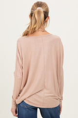 Taupe Relaxed Fit Dolman Long Sleeve Maternity Top