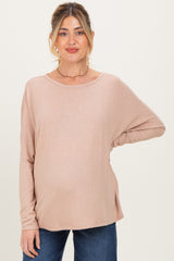 Taupe Relaxed Fit Dolman Long Sleeve Maternity Top