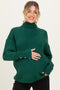 Forest Green Button Accent Turtleneck Maternity Sweater