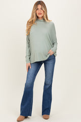 Sage Draped Oversized Turtleneck Dolman Sleeve Maternity Top