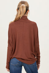 Rust Draped Oversized Turtleneck Dolman Sleeve Maternity Top