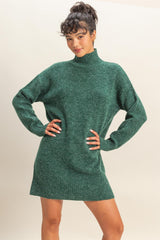 Green High Neck Sweater Maternity Mini Dress