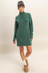 Green High Neck Sweater Mini Dress