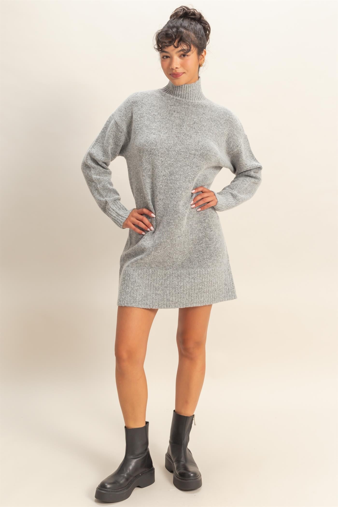 grey high neck mini dress THE HIGH NECK MINI DRESS Joe's Jeans