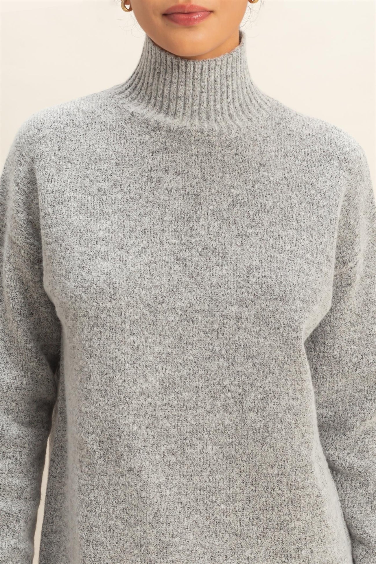 Heather Grey High Neck Sweater Mini Dress