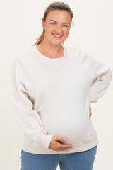 Ivory Pullover Terry Maternity Plus Crewneck