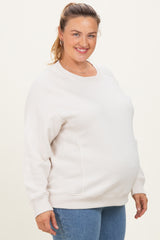 Ivory Pullover Terry Maternity Plus Crewneck