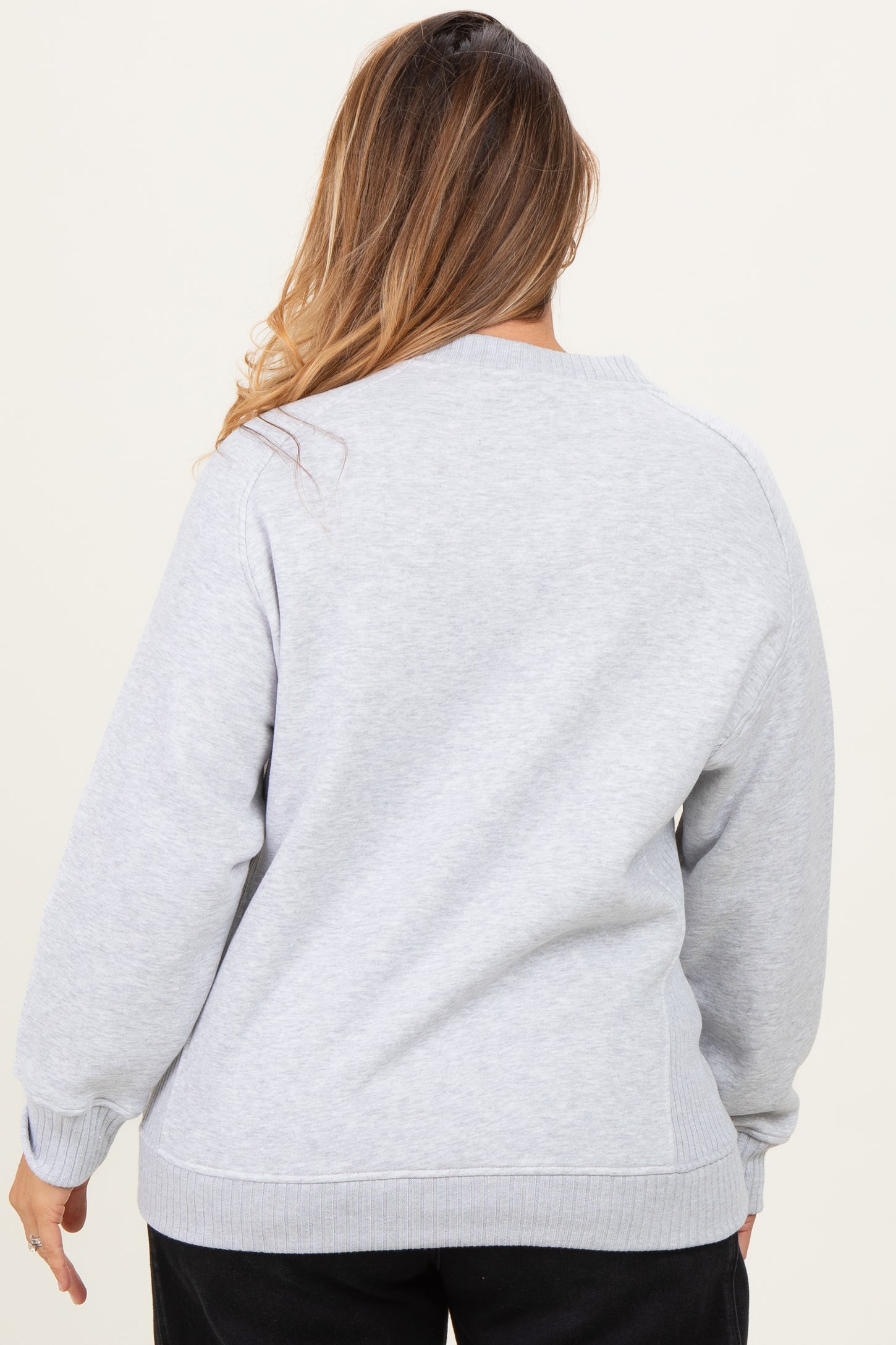 Heather Grey Pullover Terry Maternity Plus Crewneck