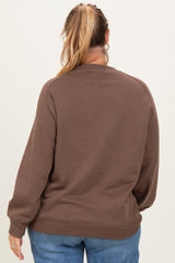 Brown Pullover Terry Maternity Plus Crewneck