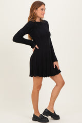 Black Wide Rib Maternity Mini Dress