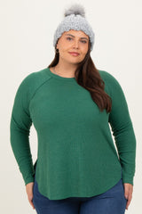 Green Baby Waffle Knit Long Sleeve Maternity Plus Top