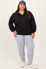 Black Half Zip Plus Pullover