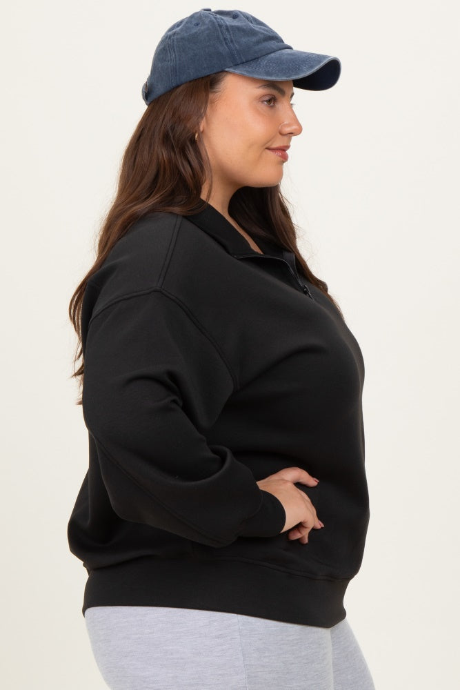 Black Half Zip Plus Pullover
