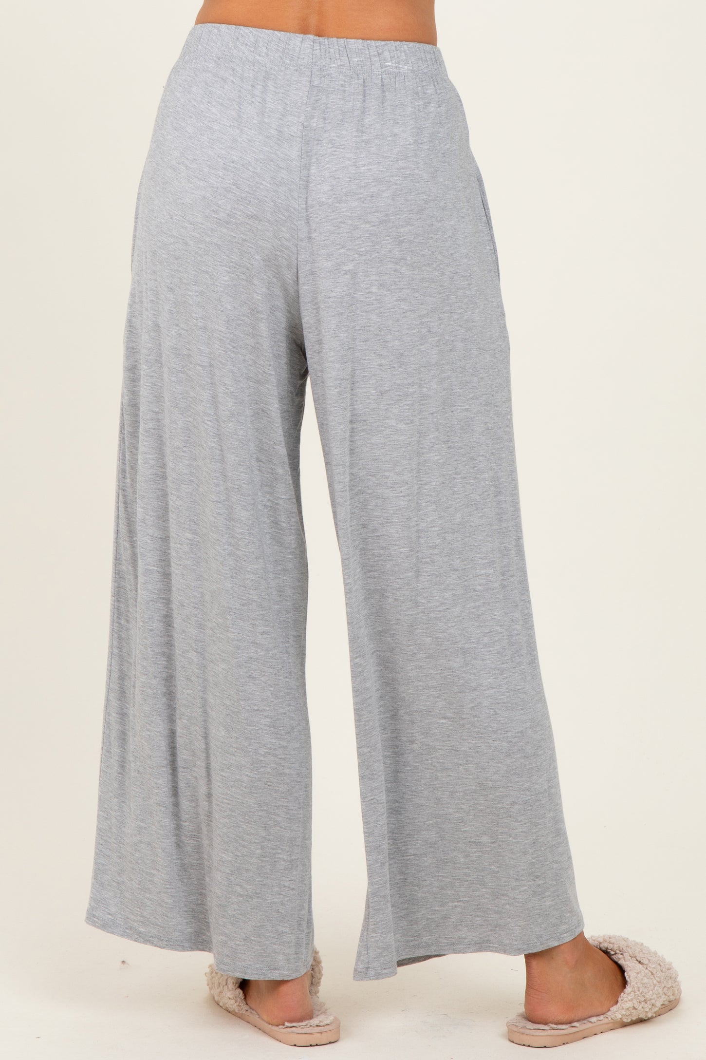 Heather Grey Wide Leg Ankle Lounge Pants