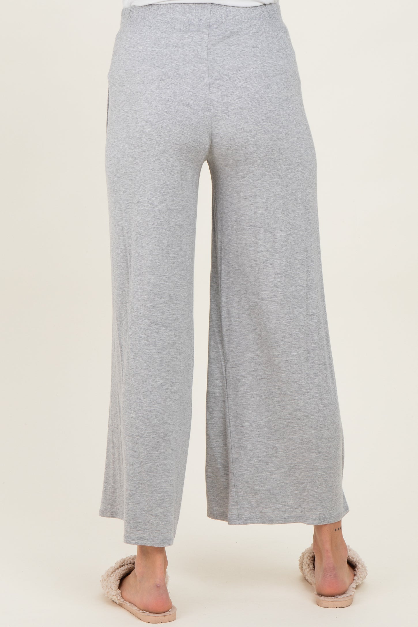 Heather Grey Wide Leg Ankle Maternity Lounge Pants