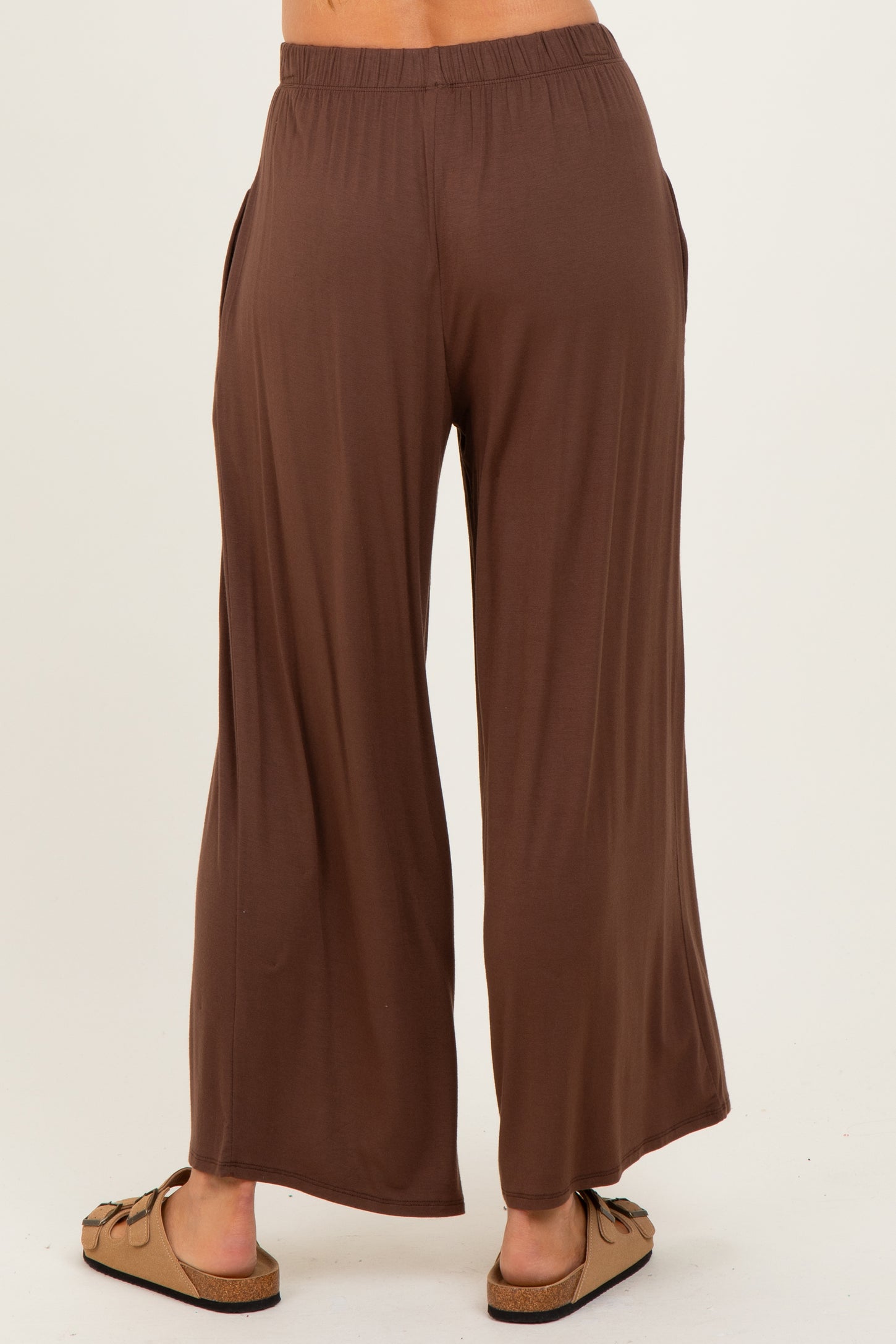 Brown Wide Leg Ankle Lounge Pants