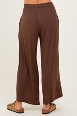 Brown Wide Leg Ankle Lounge Pants