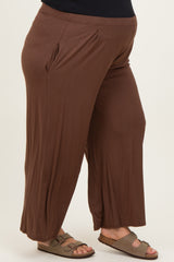 Brown Wide Leg Ankle Maternity Plus Lounge Pants