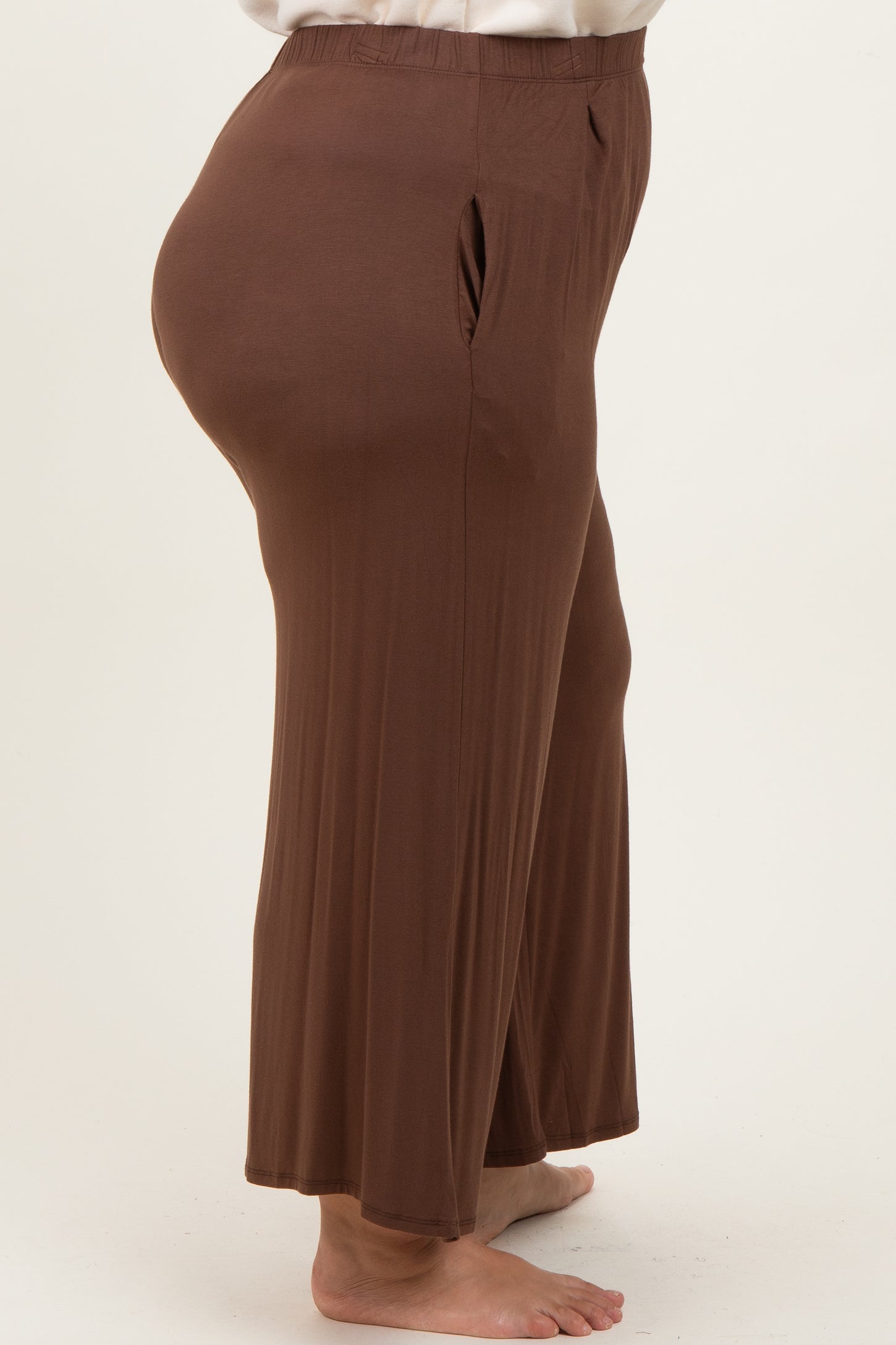 Brown Wide Leg Ankle Plus Lounge Pants