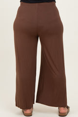 Brown Wide Leg Ankle Maternity Plus Lounge Pants