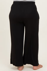 Black Wide Leg Ankle Maternity Plus Lounge Pants