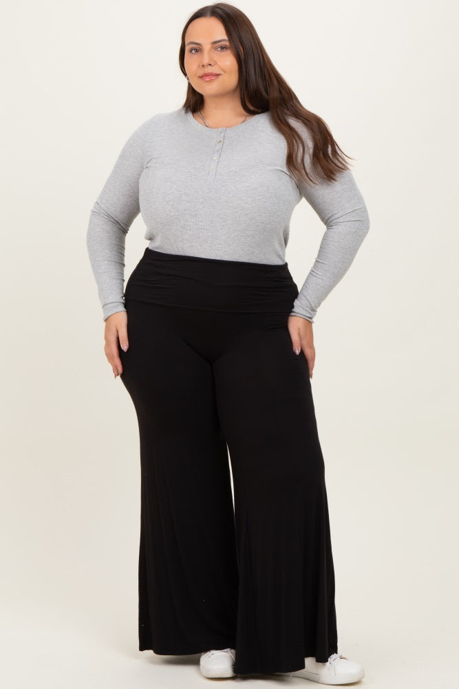 Black Wide Leg Ankle Plus Lounge Pants