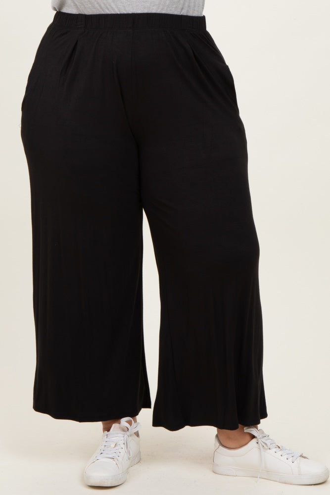 Black Wide Leg Ankle Plus Lounge Pants