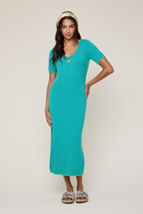 Aqua Knit Contrast Stitch Detail Maternity Midi Dress