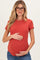 Rust Ribbed Short Sleeve Curved Hem Maternity Top