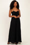 Black Waffle Knit Sweetheart Neckline Sleeveless Maxi Dress