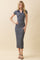 Heather Grey Striped Collared Midi Dress