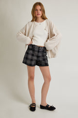 Ivory Classic Crew Neck Button Cardigan