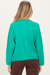 Green Classic Crew Neck Maternity Button Cardigan