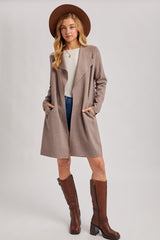 Mocha Knit Open Front Long Cardigan