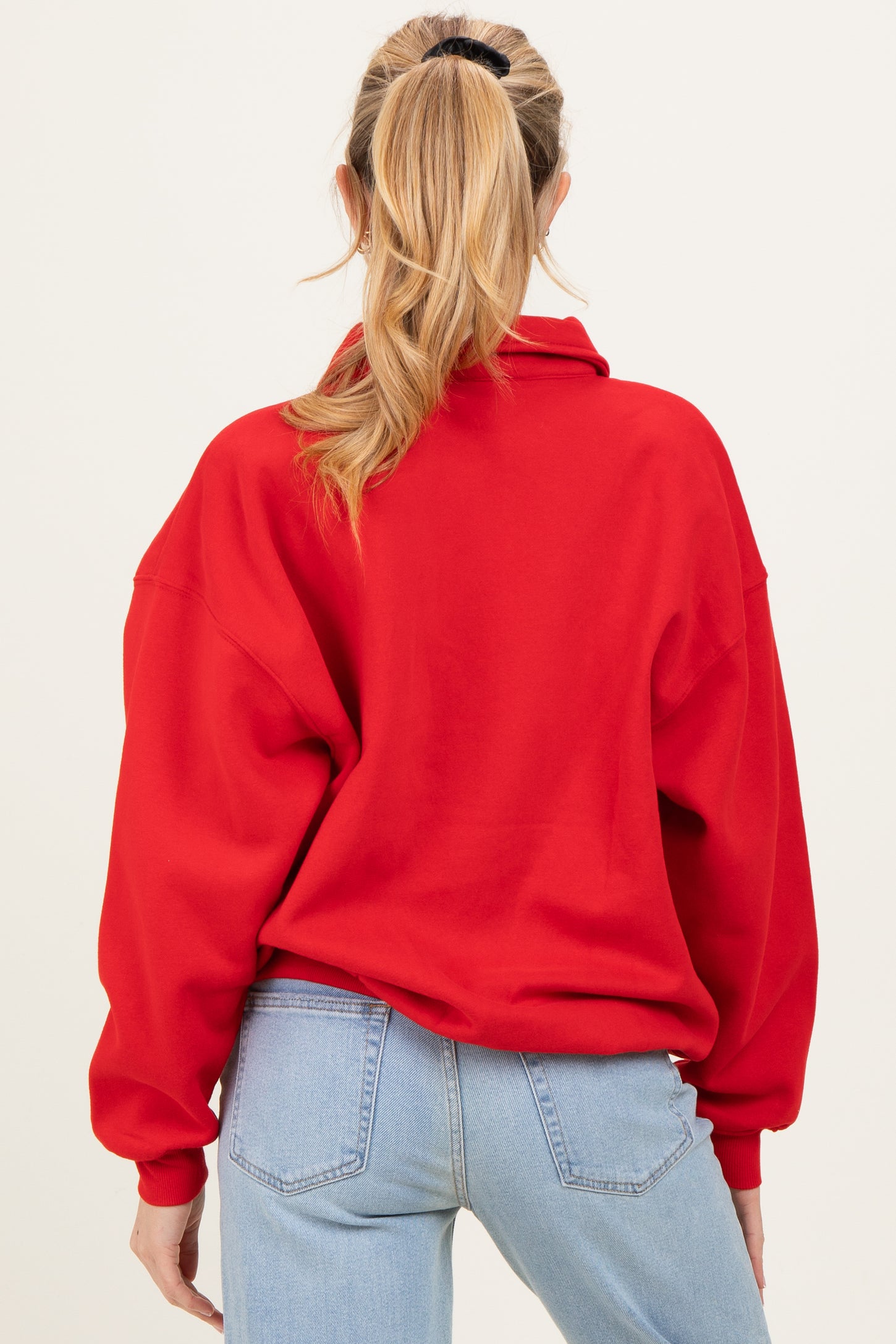 Red Oversized Polo Maternity Pullover