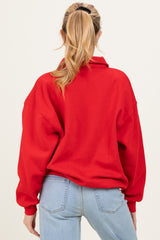 Red Oversized Polo Maternity Pullover