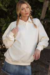Cream Oversized Polo Maternity Pullover
