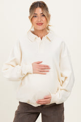 Cream Oversized Polo Maternity Pullover