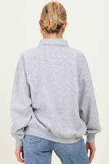 Heather Grey Oversized Polo Maternity Pullover
