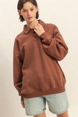 Brown Oversized Polo Maternity Pullover