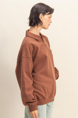 Brown Oversized Polo Pullover