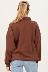 Brown Oversized Polo Maternity Pullover