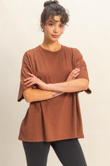 Chestnut Crew Neck Short Sleeve Oversized T-Shirt