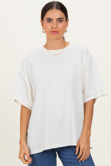 Cream Crew Neck Short Sleeve Oversized T-Shirt