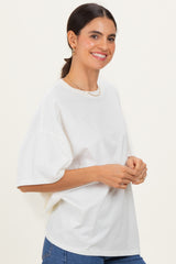Cream Crew Neck Short Sleeve Oversized T-Shirt