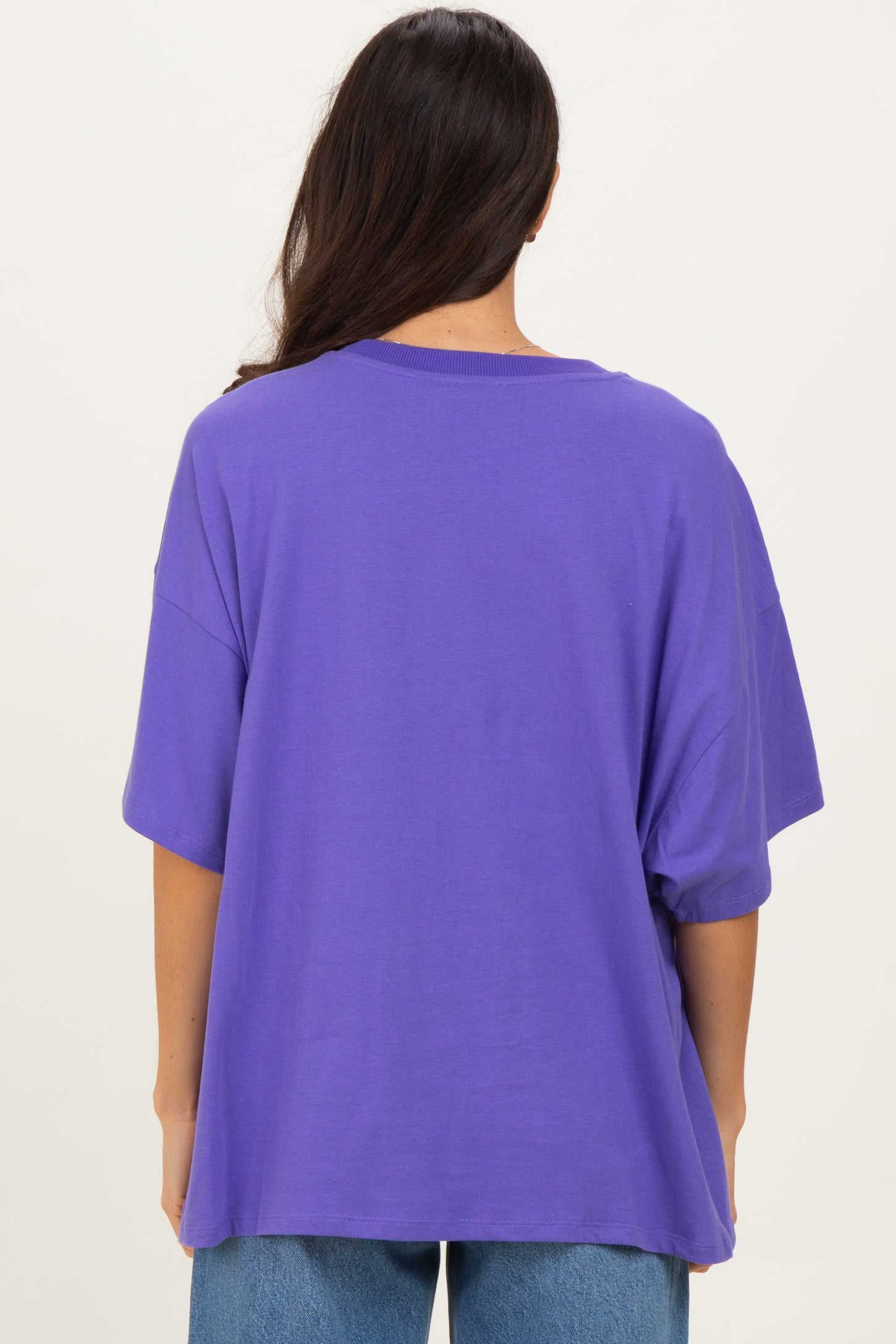 Purple Crew Neck Short Sleeve Oversized T-Shirt