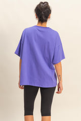 Purple Crew Neck Short Sleeve Oversized T-Shirt