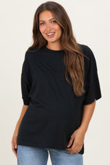 Black Crew Neck Short Sleeve Oversized Maternity T-Shirt