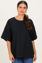 Black Crew Neck Short Sleeve Oversized T-Shirt